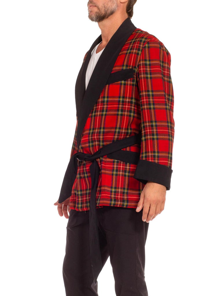 Red Cowboy Robe 1940S Red and Black Wool Plaid Robe For Sale at 1stDibs