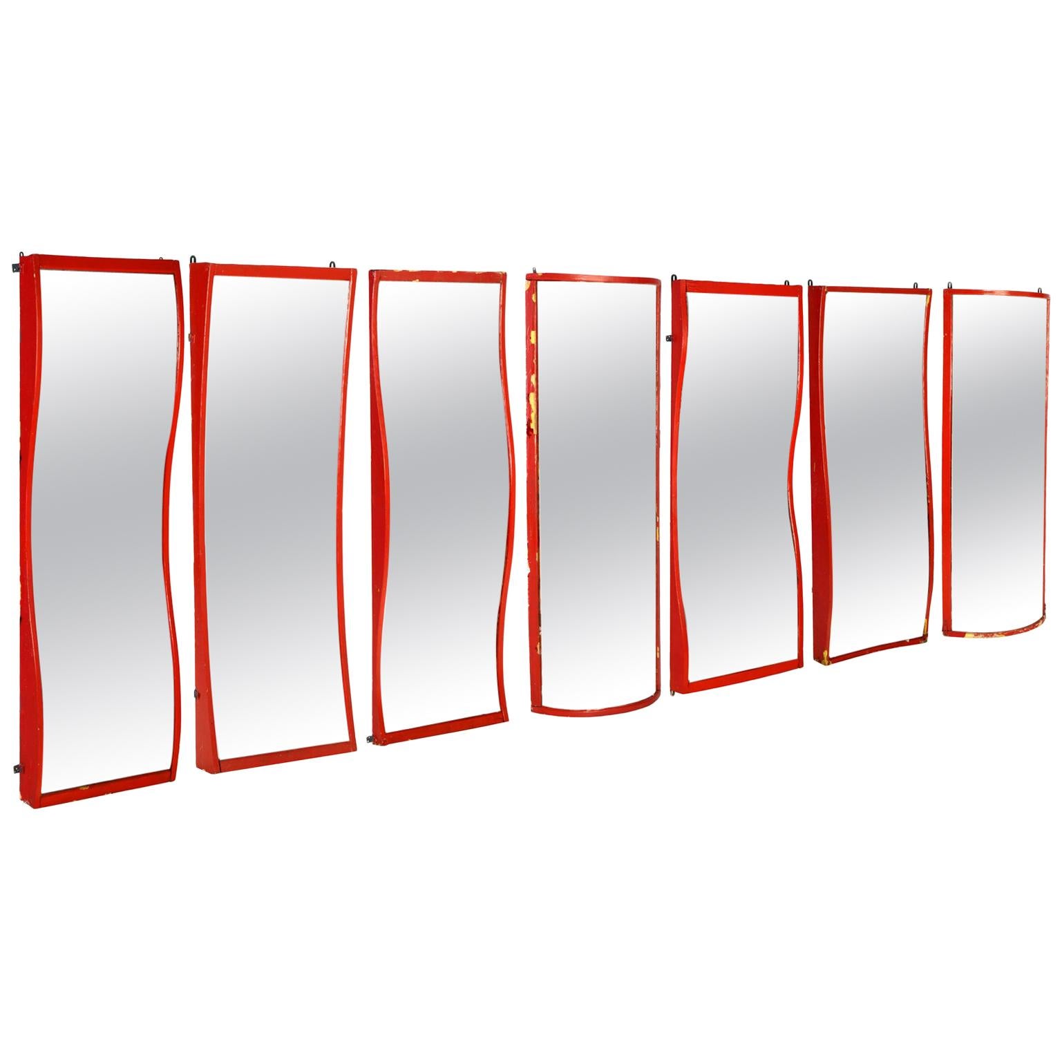 1940s Red Funhouse Distortion Mirrors For Sale