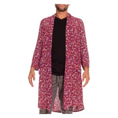 Vintage 1940'S Red & Purple Rayon Atomic Print Robe