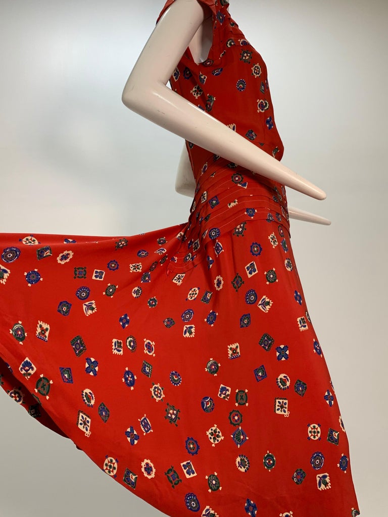 1940s Tiered Silky Rayon Swing Dress