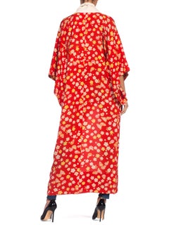 1940's Red Silk Jacquard Japanese Kimono