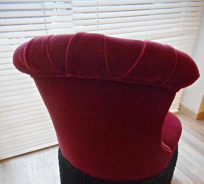 Mid-20th Century 1940s Red Velvet Chair by Dorothy Draper for the Fairmount in S.F