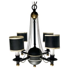 1940s Regency and Neo-Classical Style Tole And Brass Chandelier, 4 Arm
