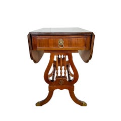 Regency Mahogany Drop Leaf Lyre Table, 1940s