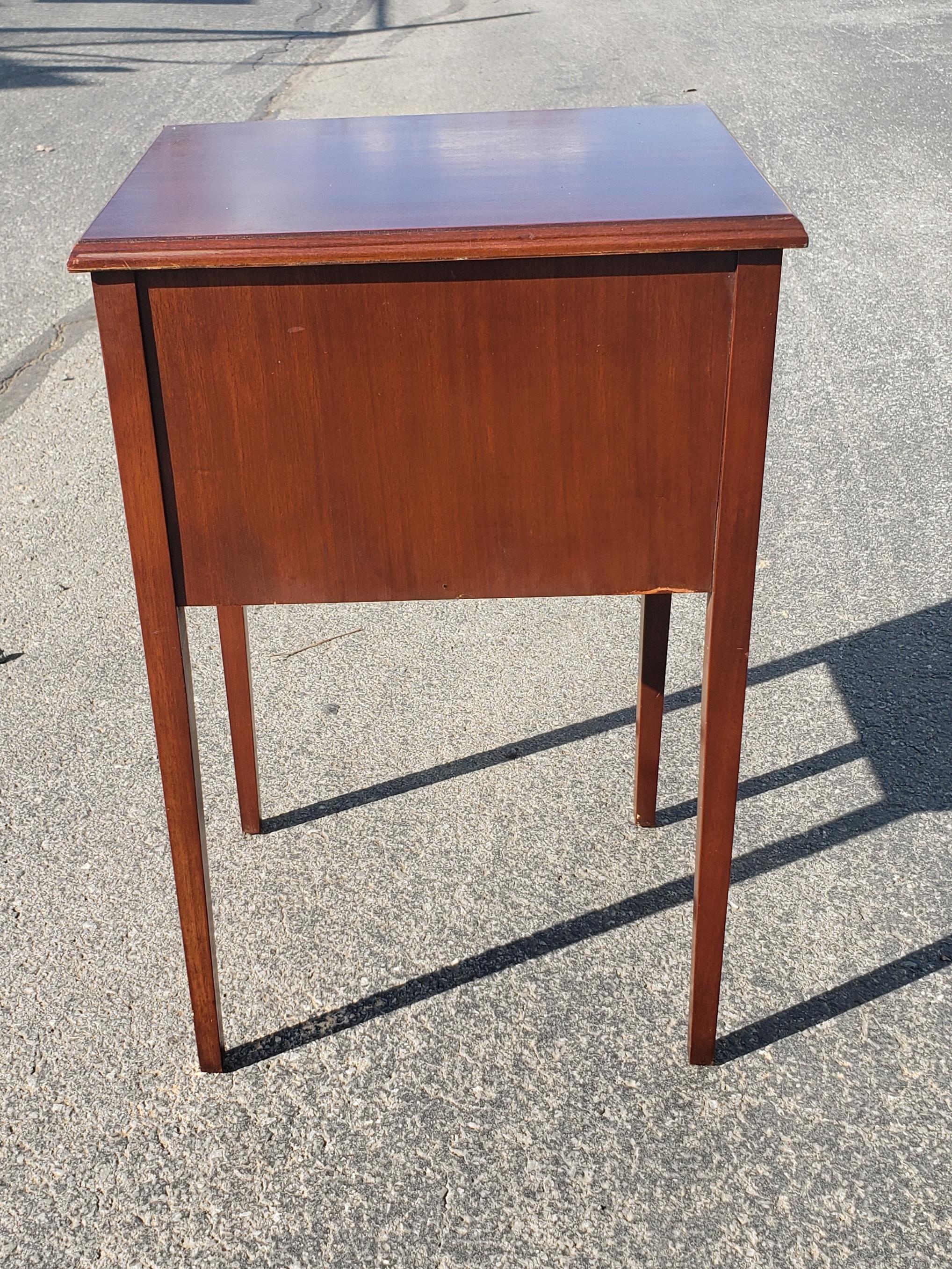 1940s Regency Two-Drawers Mahogany Side Tables by Mersman Furniture, a Pair For Sale 1