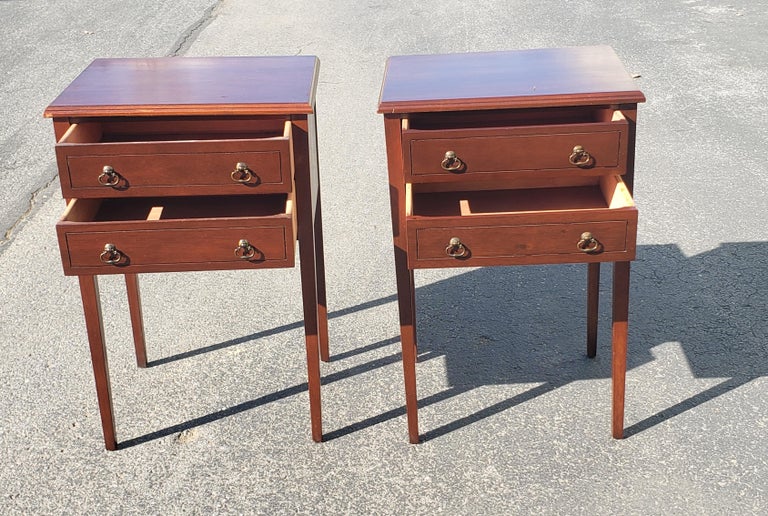 1940s Regency TwoDrawers Mahogany Side Tables by Mersman Furniture, a