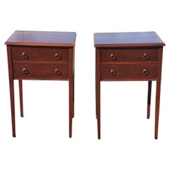 Used 1940s Regency Two-Drawers Mahogany Side Tables by Mersman Furniture, a Pair