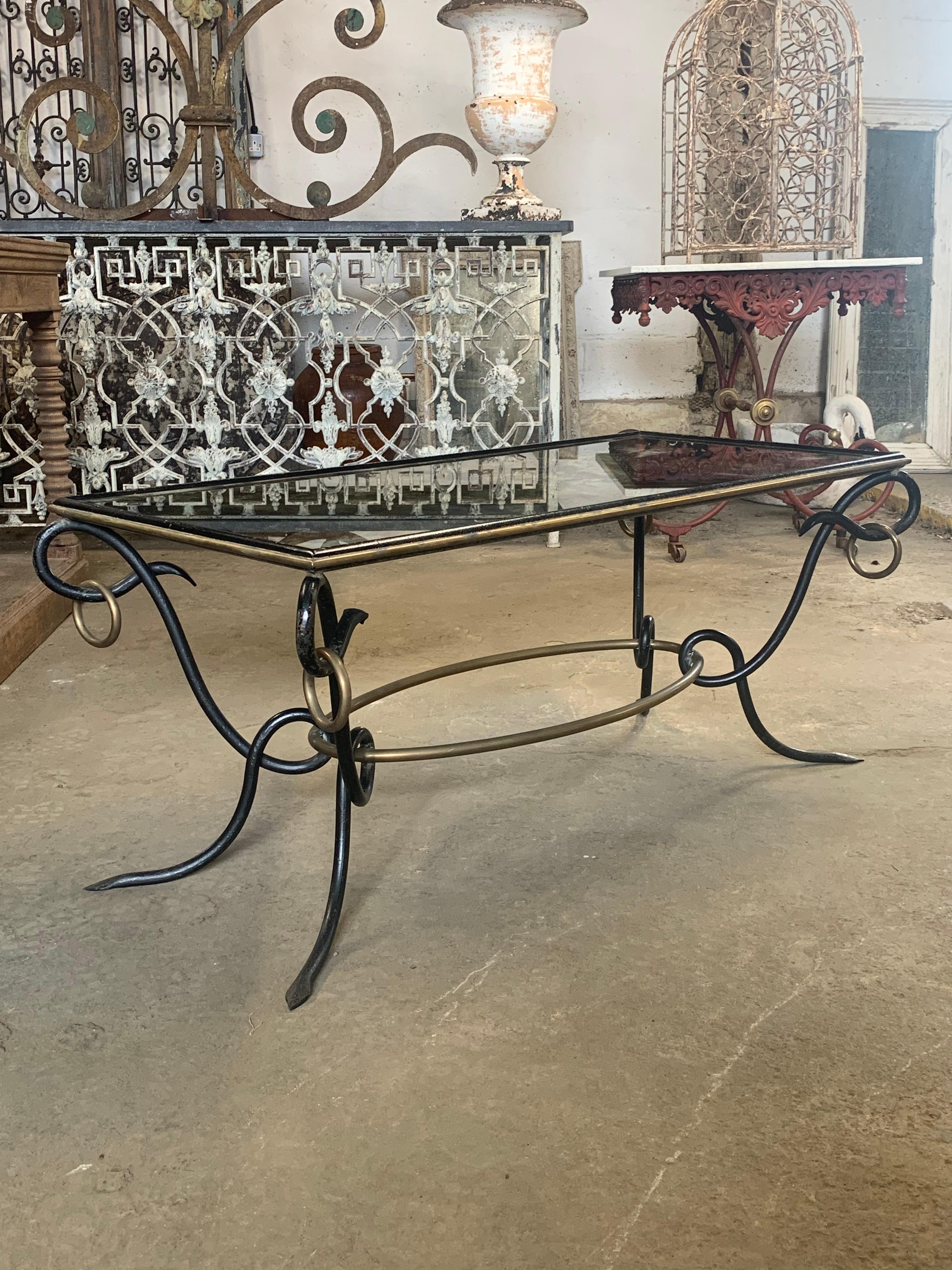 Wrought Iron 1940’s Rene Drouet Coffee Table For Sale