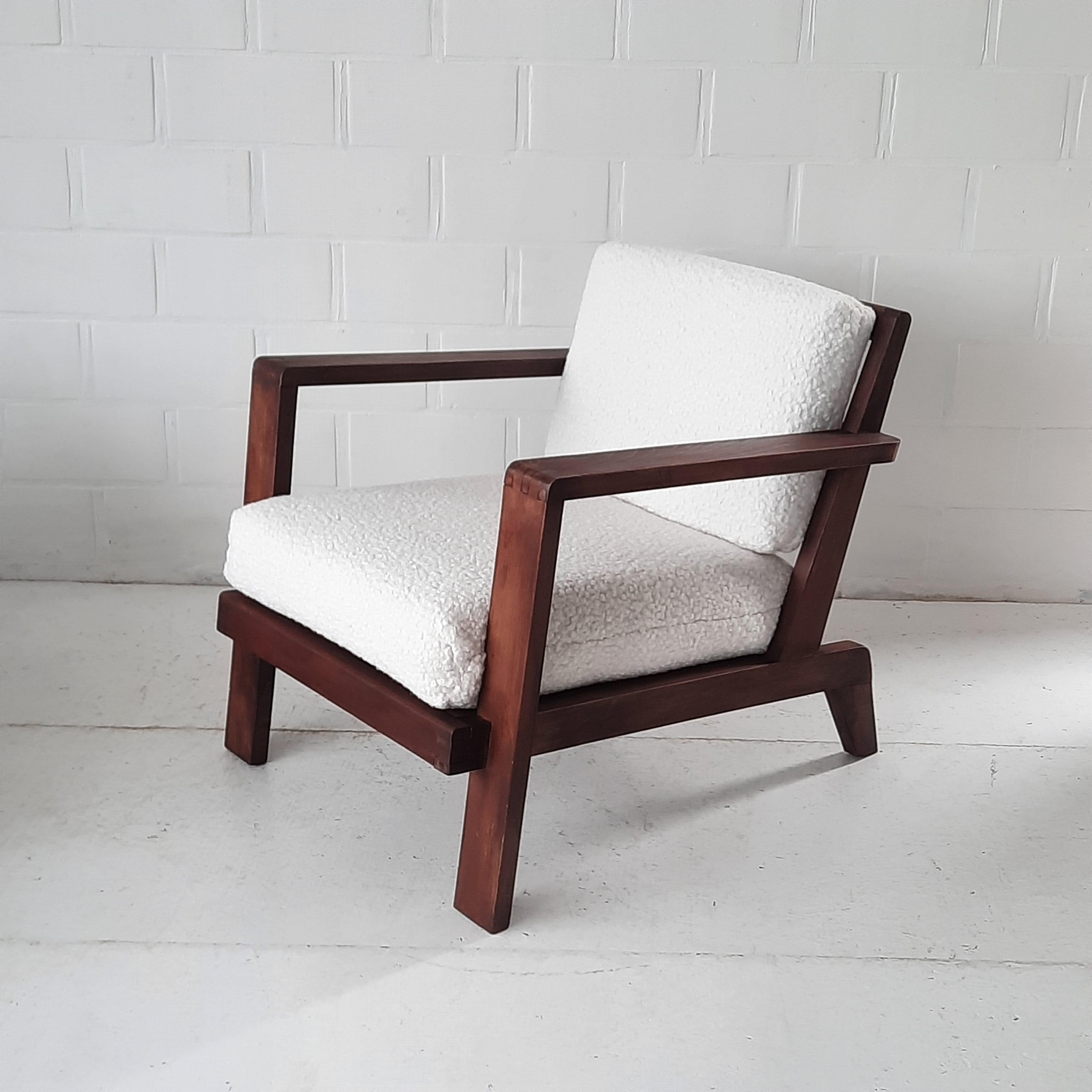 French 1940s Rene gabriel lounge chair France Reconstruction For Sale