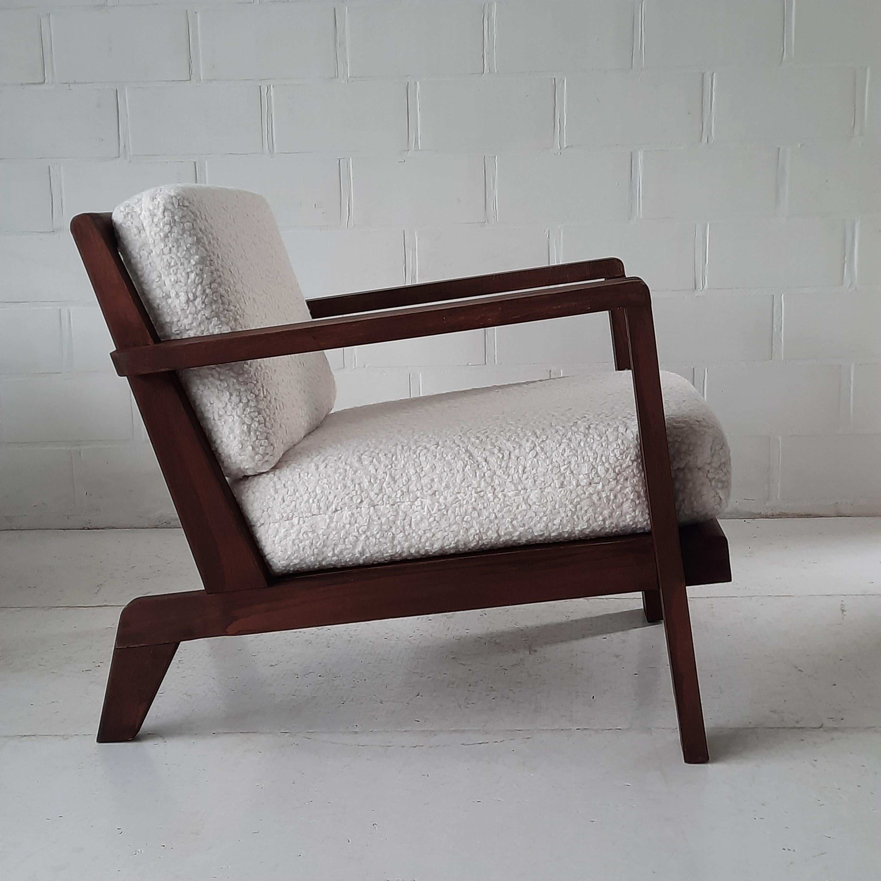 1940s Rene gabriel lounge chair France Reconstruction In Good Condition In Gistel, BE