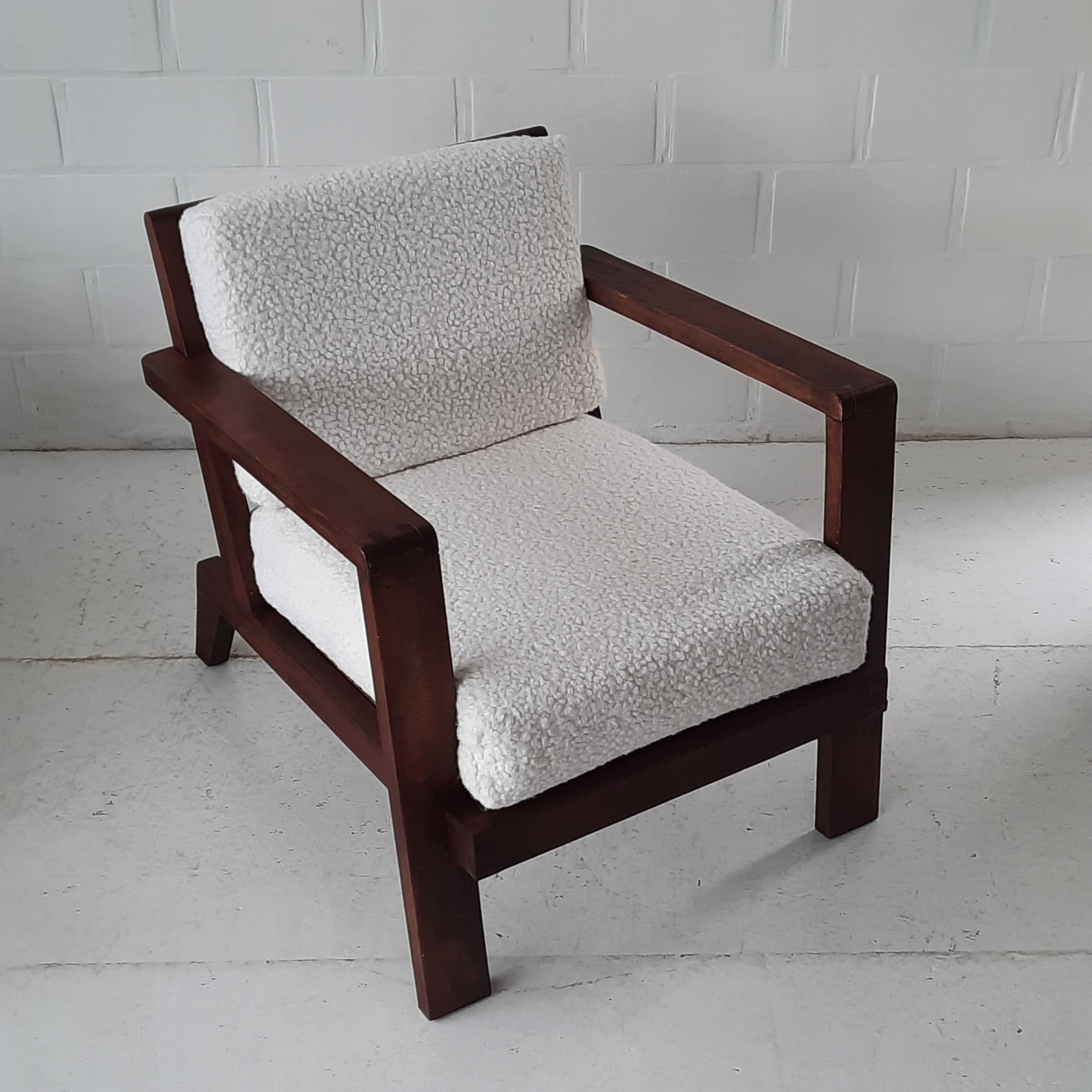 Metal 1940s Rene gabriel lounge chair France Reconstruction For Sale