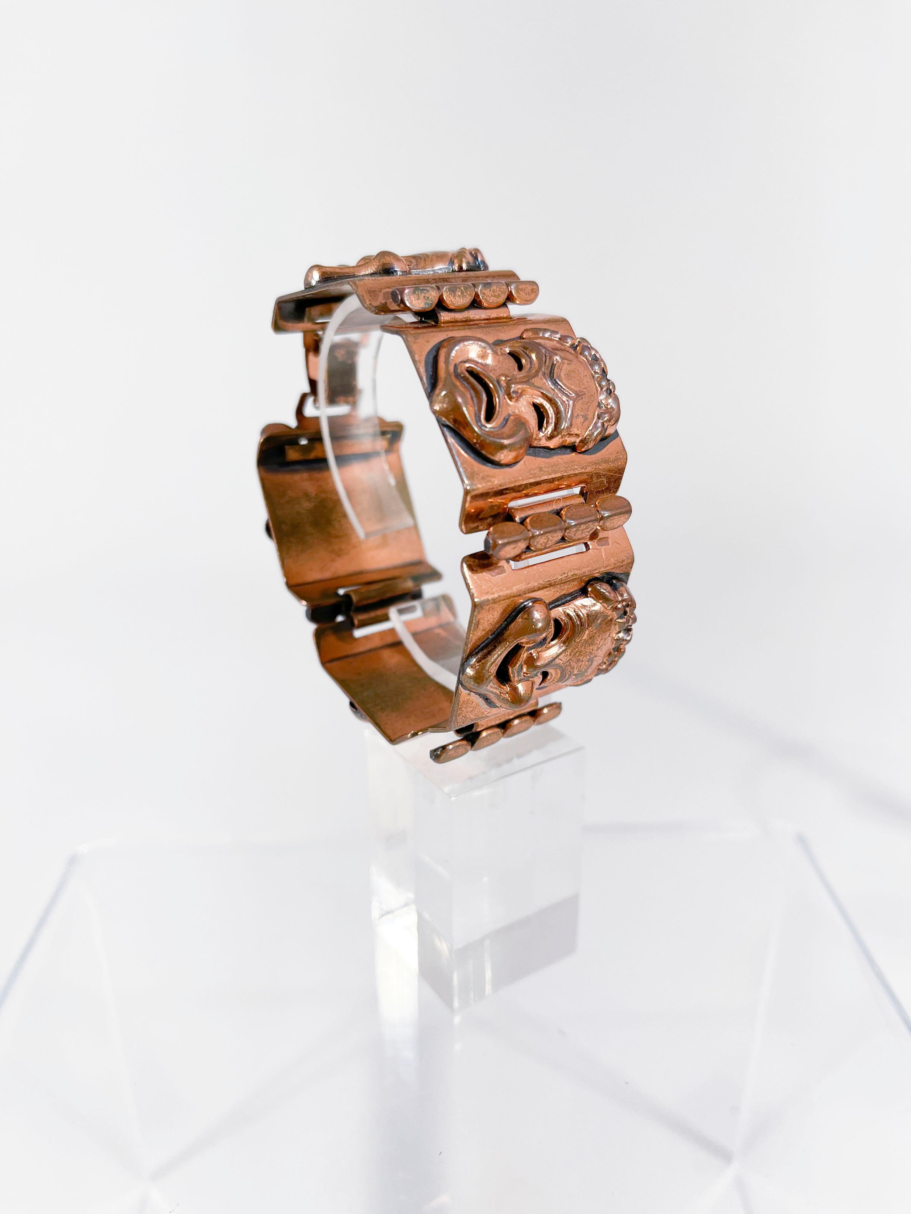1940s Renoir Copper Muse Bracelet and Earring Set In Good Condition In San Francisco, CA
