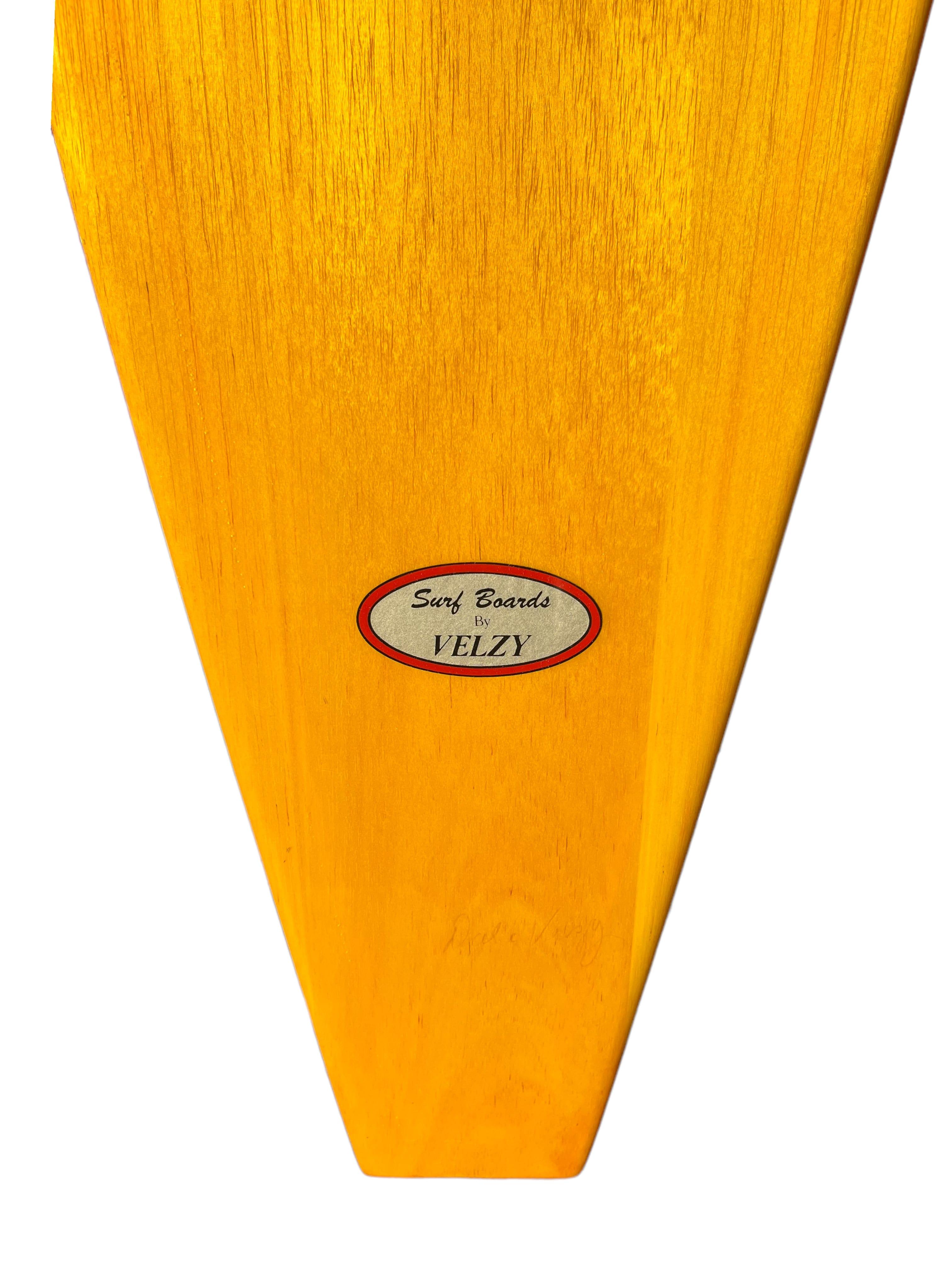 1940s Replica Dale Velzy Golden Balsawood King Kamehameha Hot Curl Surfboard 4