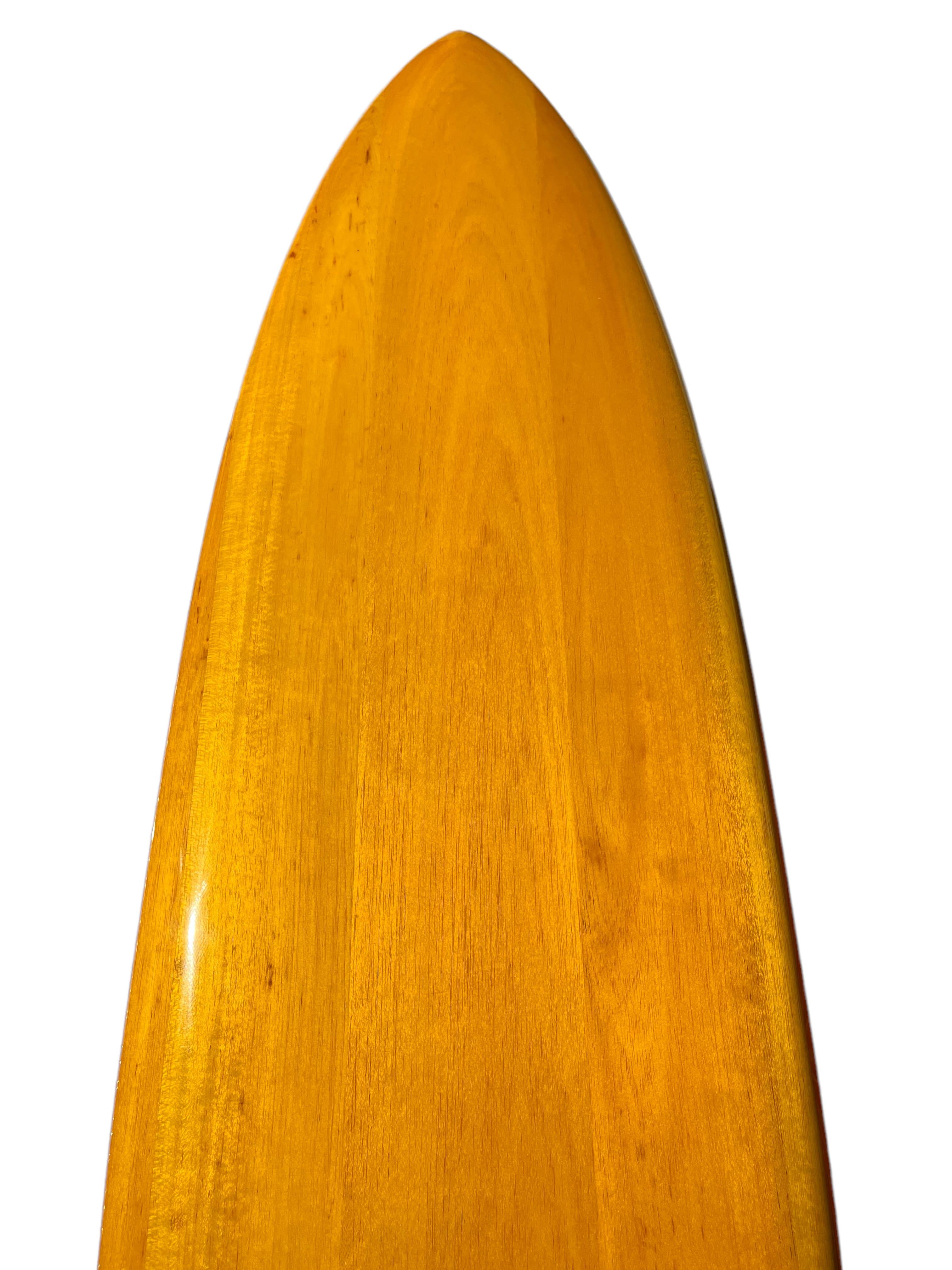 Fiberglass 1940s Replica Dale Velzy Golden Balsawood King Kamehameha Hot Curl Surfboard