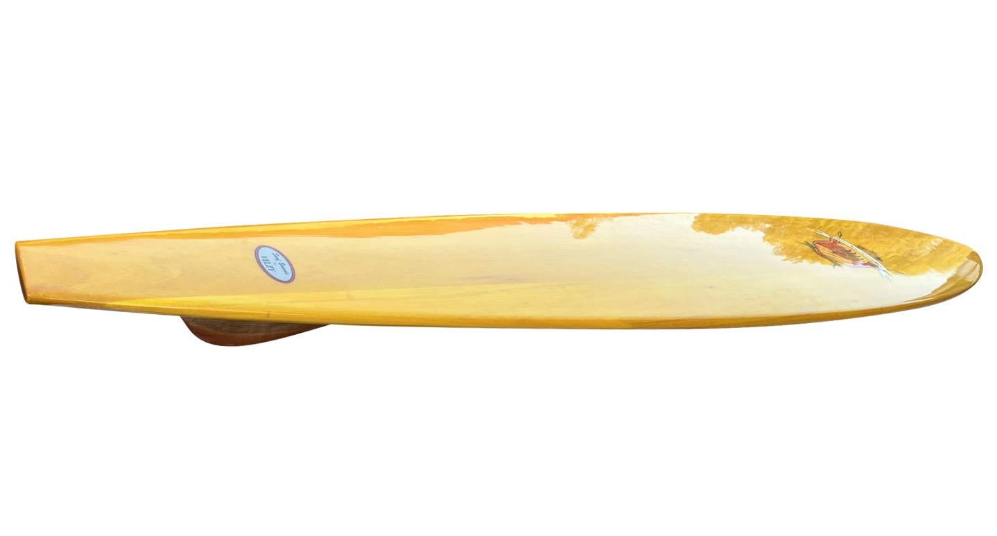 1940s Replica Dale Velzy Golden Balsawood King Kamehameha Hot Curl Surfboard 2