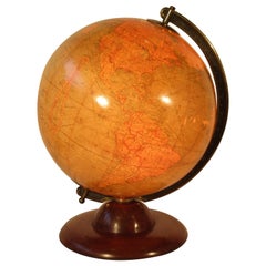 Replogle Globes Light Up Library del 1940 con globo di vetro su base di Wood