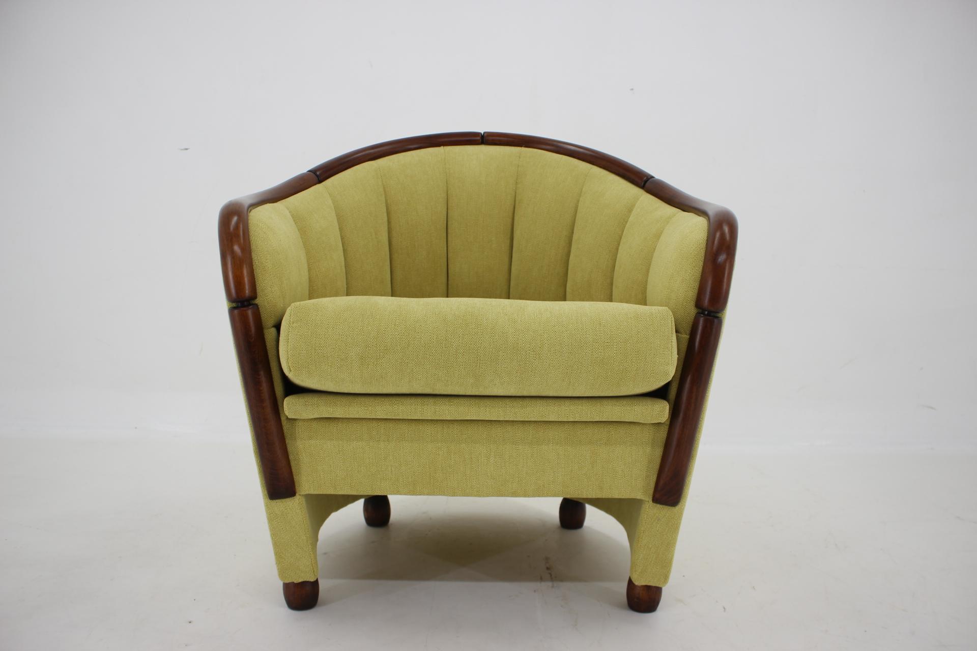 Mid-Century Modern 1940s Restored Armchair, Czechoslovakia