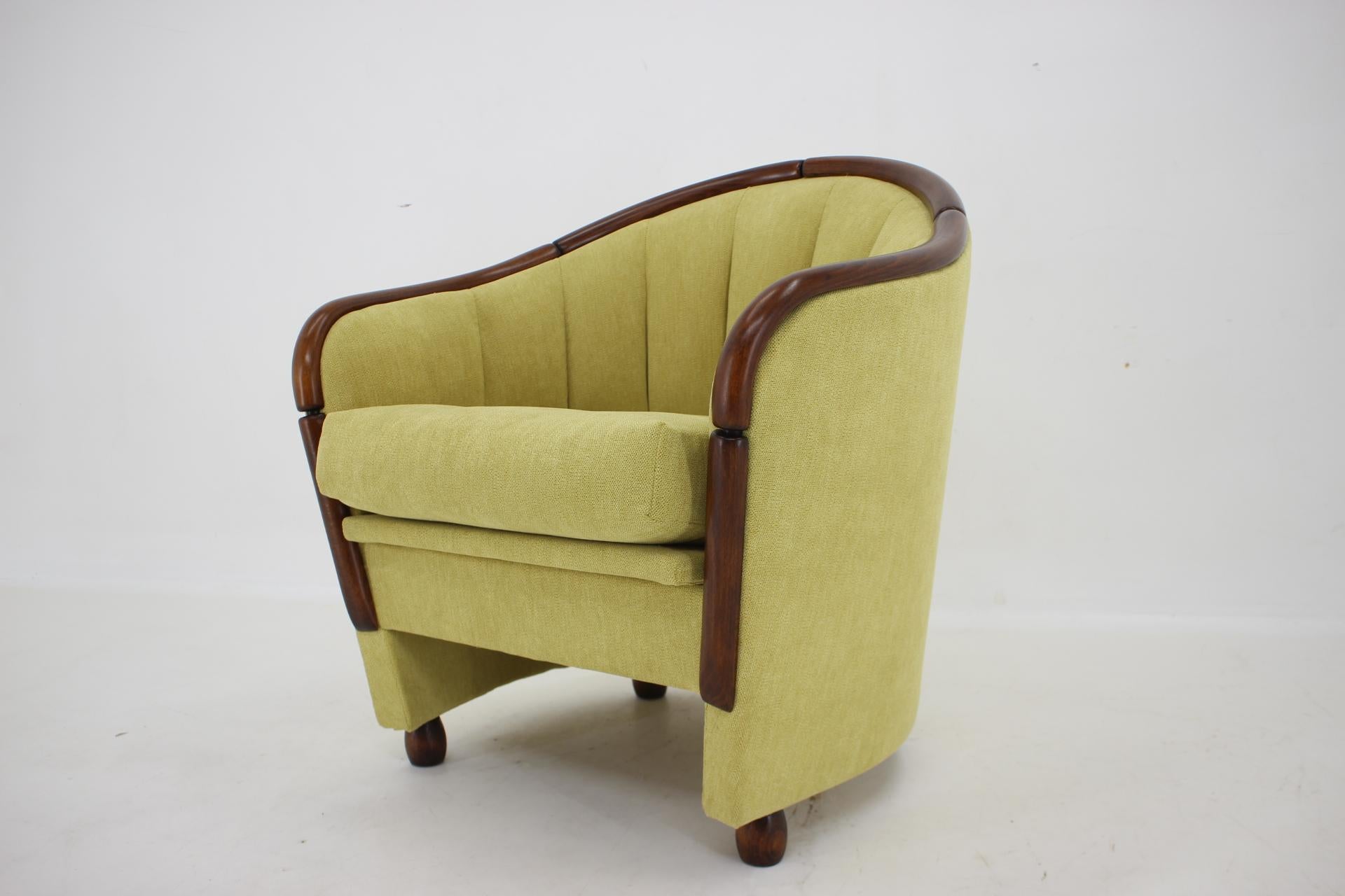 Fabric 1940s Restored Armchair, Czechoslovakia