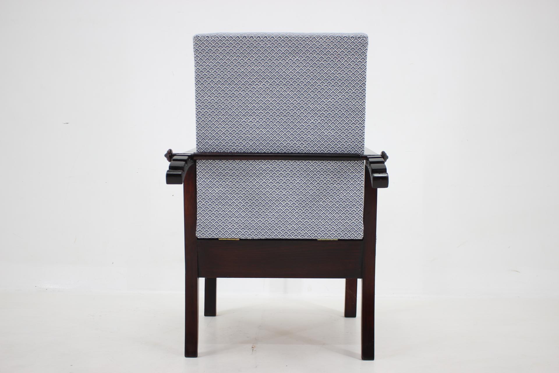 Fauteuil réglable en hêtre restauré des années 1940, Tchécoslovaquie en vente 1