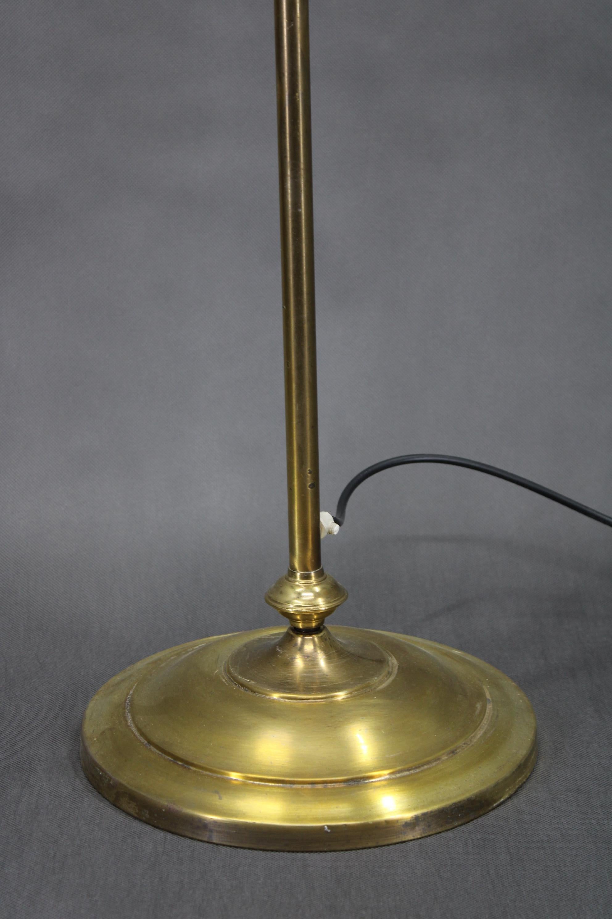 1940s Restored Brass Floor Lamp with  Glass Shade In Good Condition For Sale In Praha, CZ