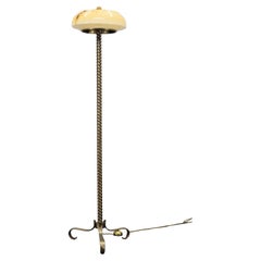 1940er Jahre restaurierte Messing Stehlampe mit  Glasschirm