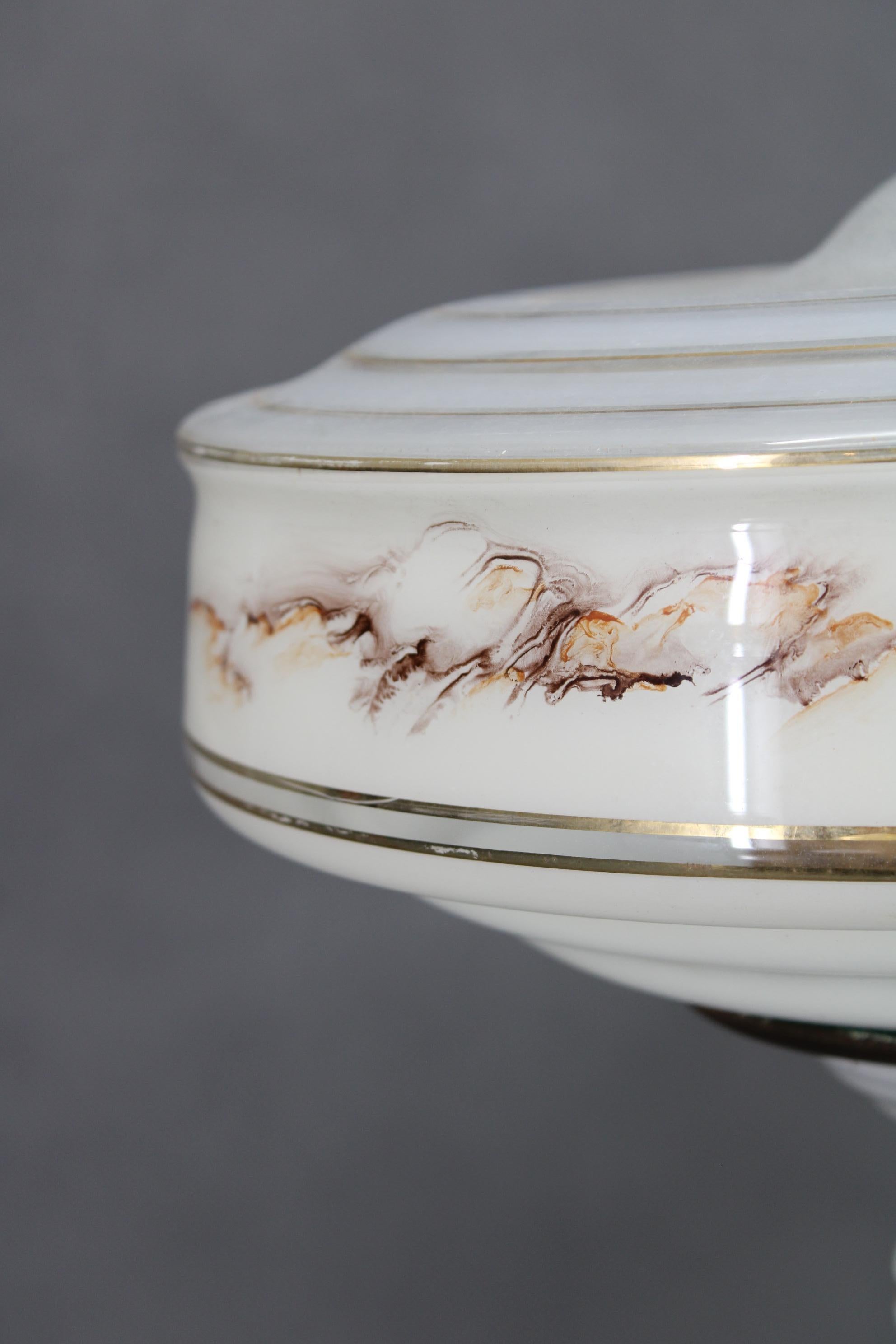 Mid-20th Century 1940s Restored Ceramic Table Lamp with Glass Shade For Sale