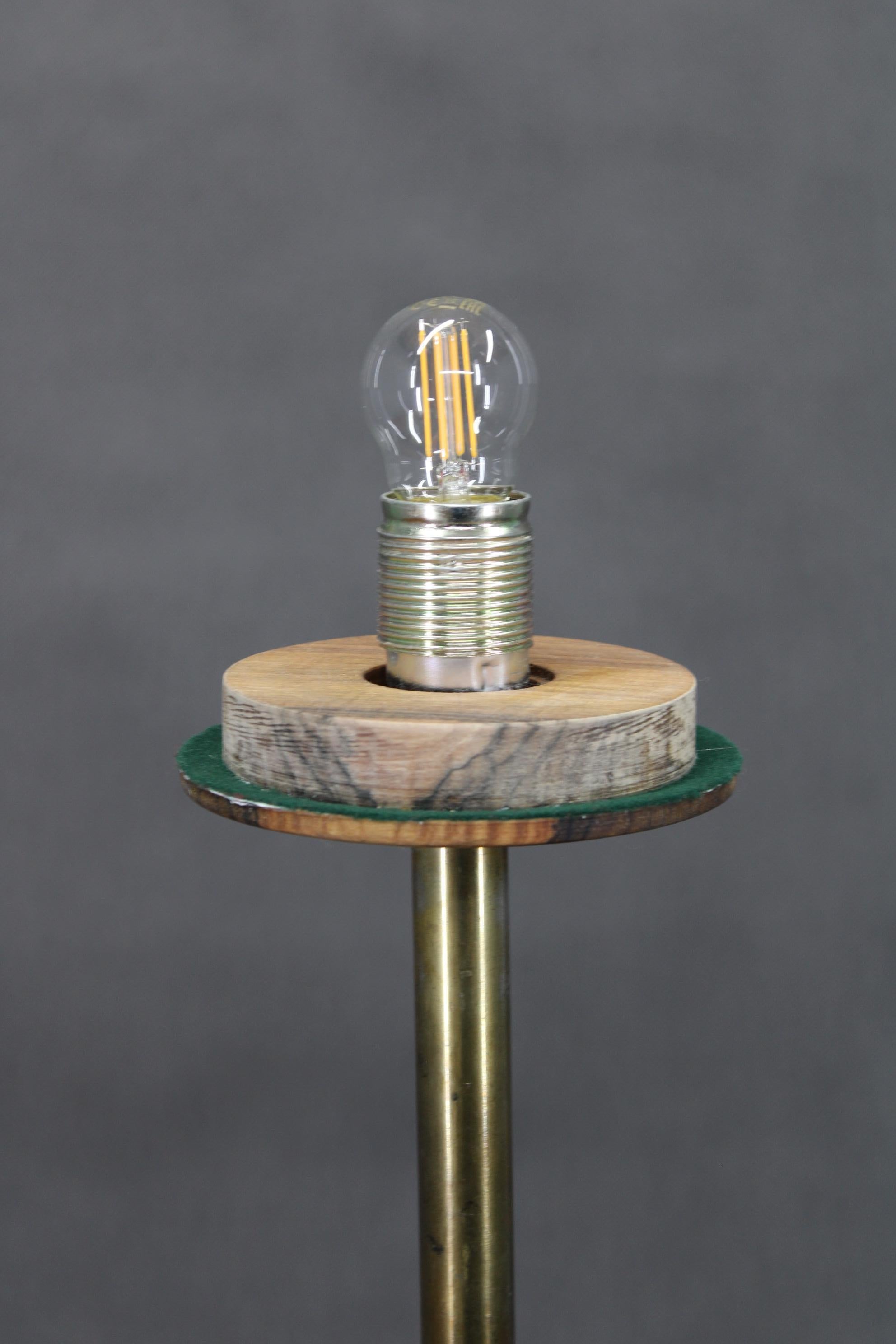 Mid-20th Century 1940s Restored Floor Lamp in Brass Finish with  Glass Shade For Sale