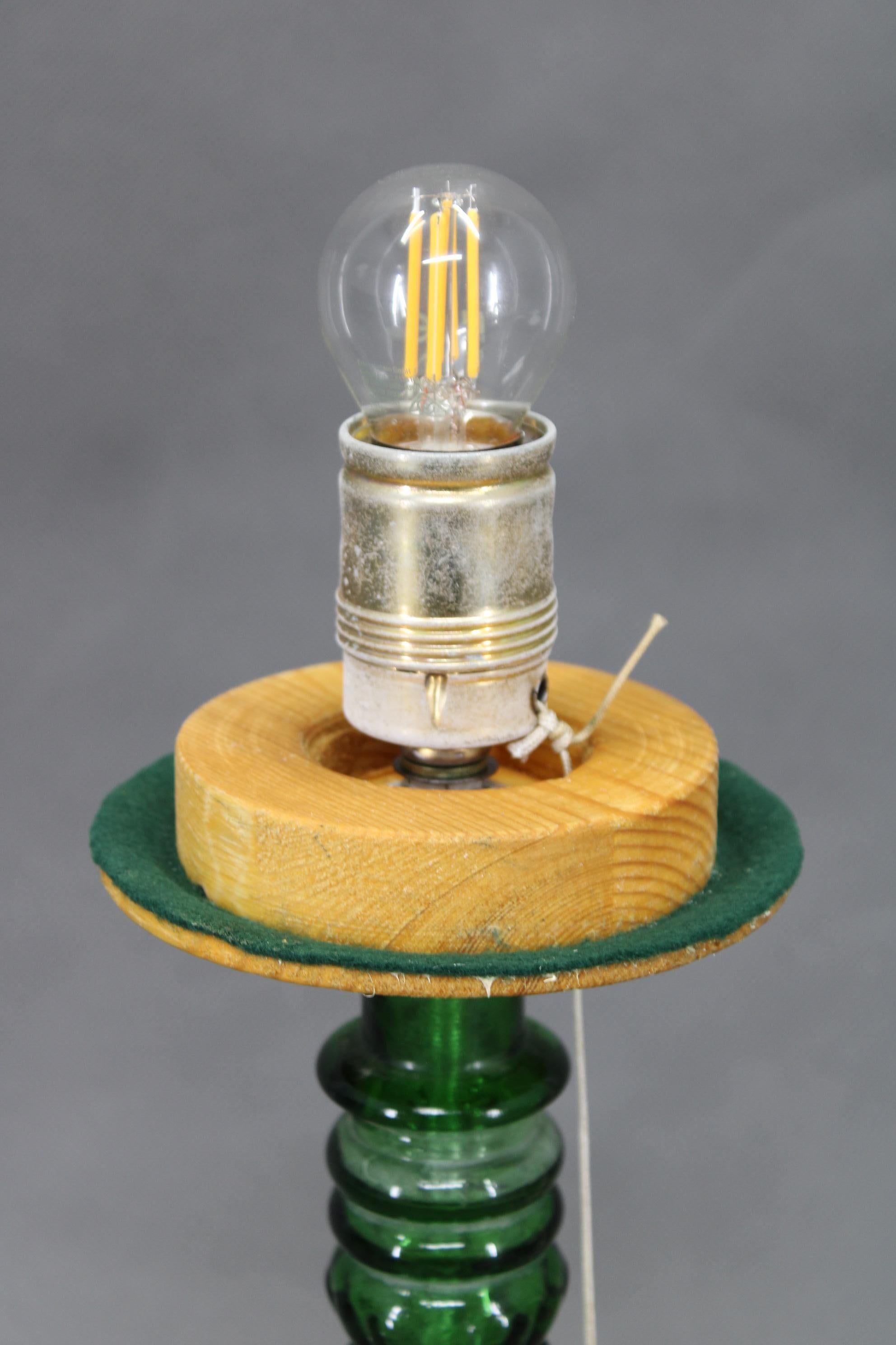 20th Century 1940s Restored Glass Table Lamp with Glass Shade For Sale