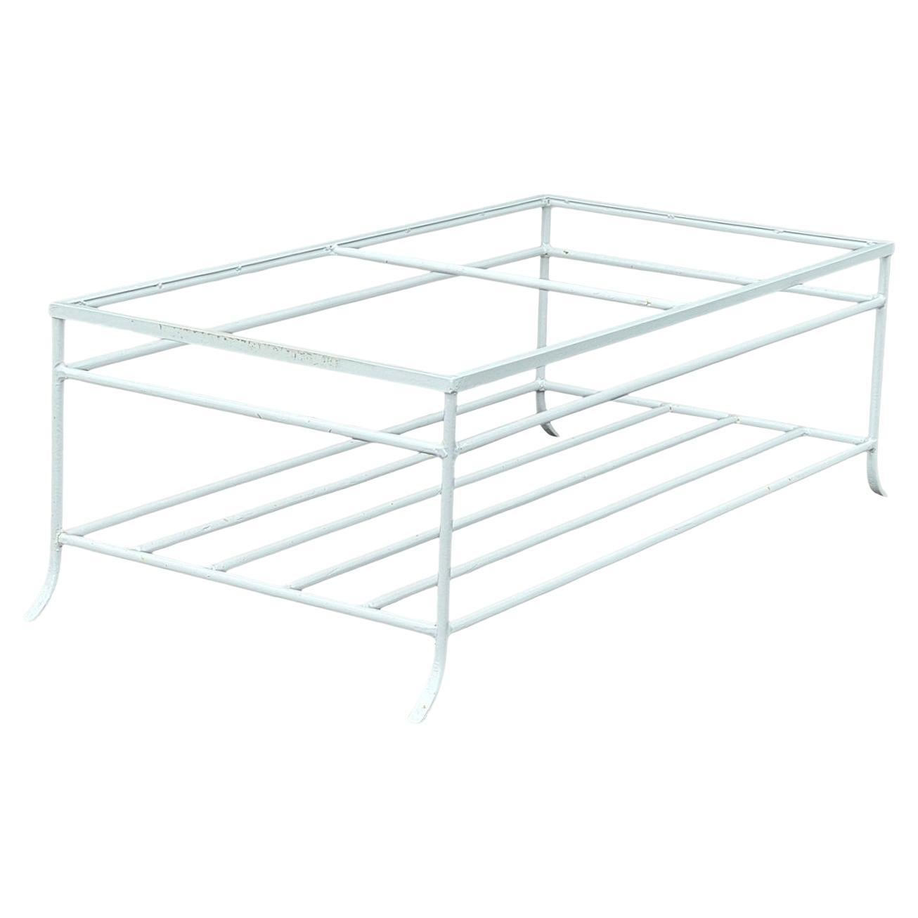 1940s Restored White 2-Tiered Wrought Iron Silhouette Coffee Table