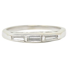 1940
s Retro 0.25 Carats Diamond 14 Karat White Gold Band Ring