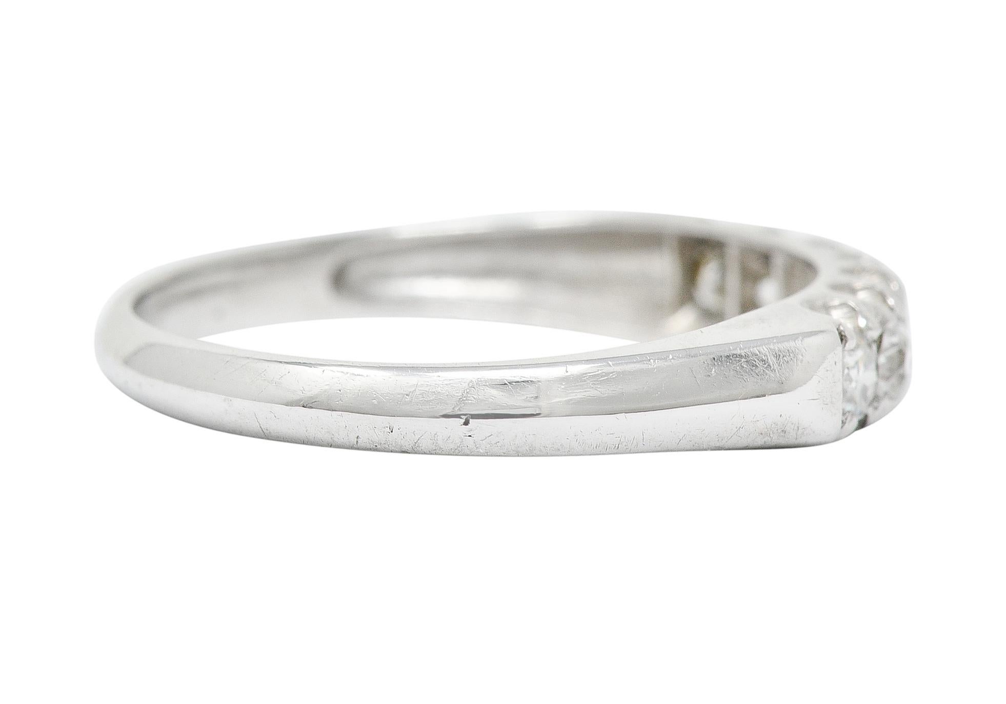 Old European Cut 1940's Retro 0.35 Carat Diamond Platinum Fishtail Band Ring