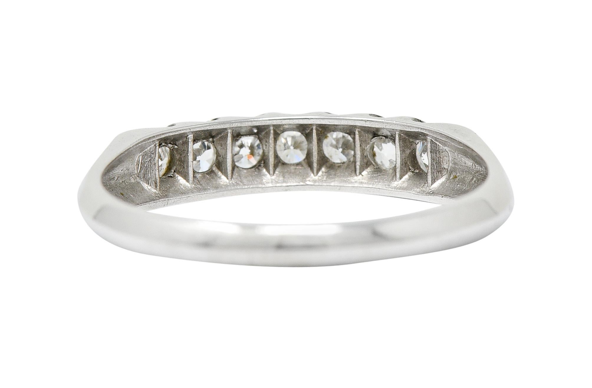 1940's Retro 0.35 Carat Diamond Platinum Fishtail Band Ring In Excellent Condition In Philadelphia, PA