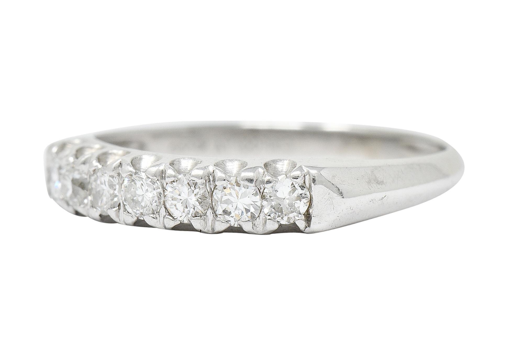 1940's Retro 0.35 Carat Diamond Platinum Fishtail Band Ring 1