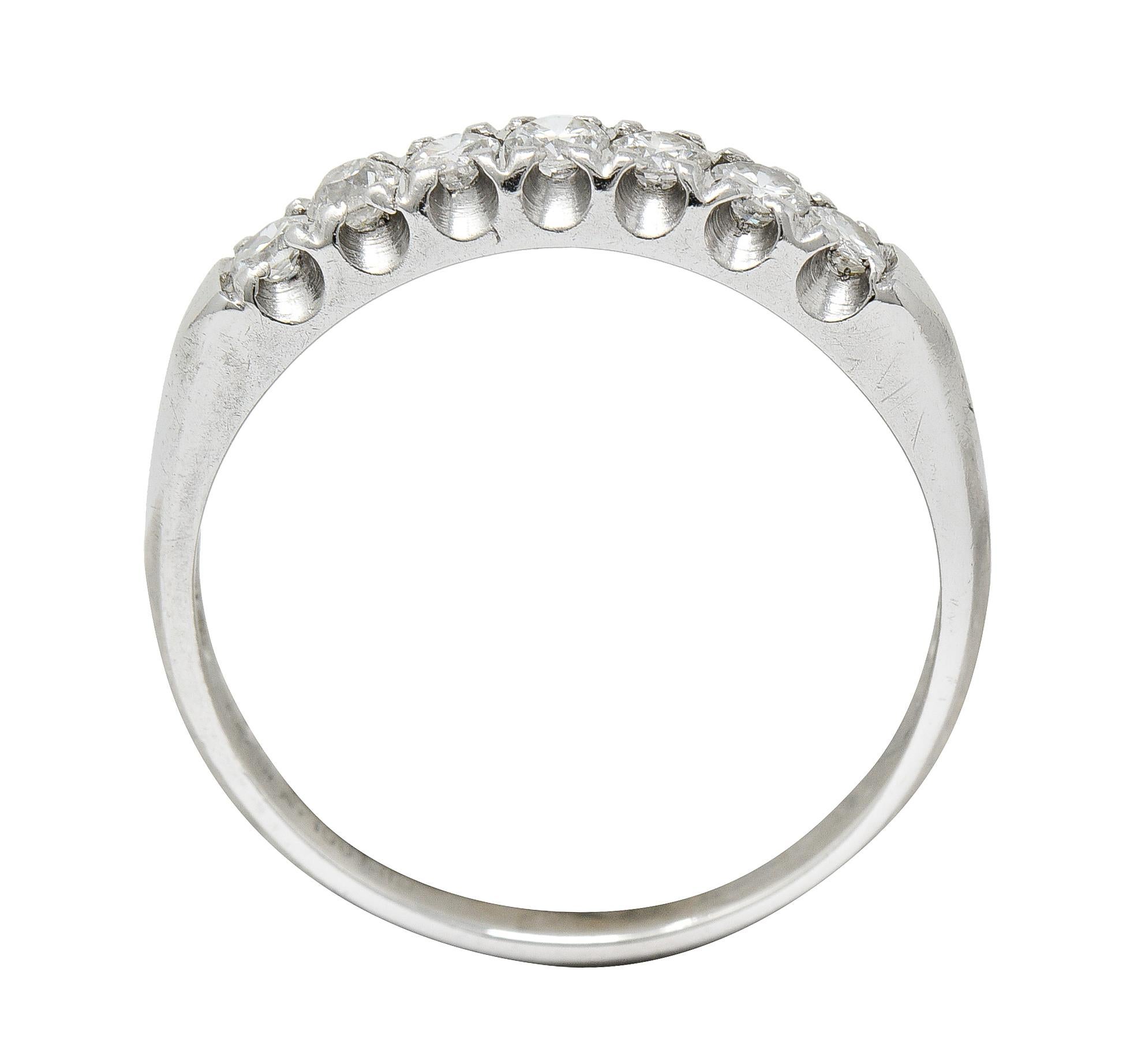 1940's Retro 0.35 Carat Diamond Platinum Fishtail Band Ring 2