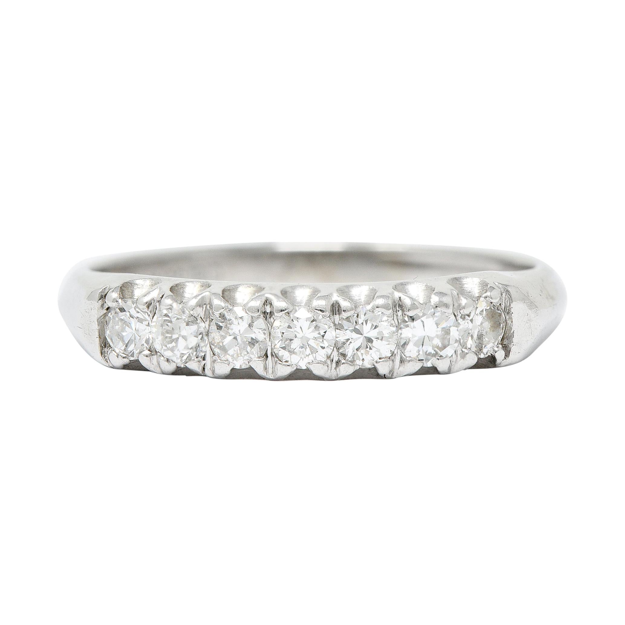 1940's Retro 0.35 Carat Diamond Platinum Fishtail Band Ring