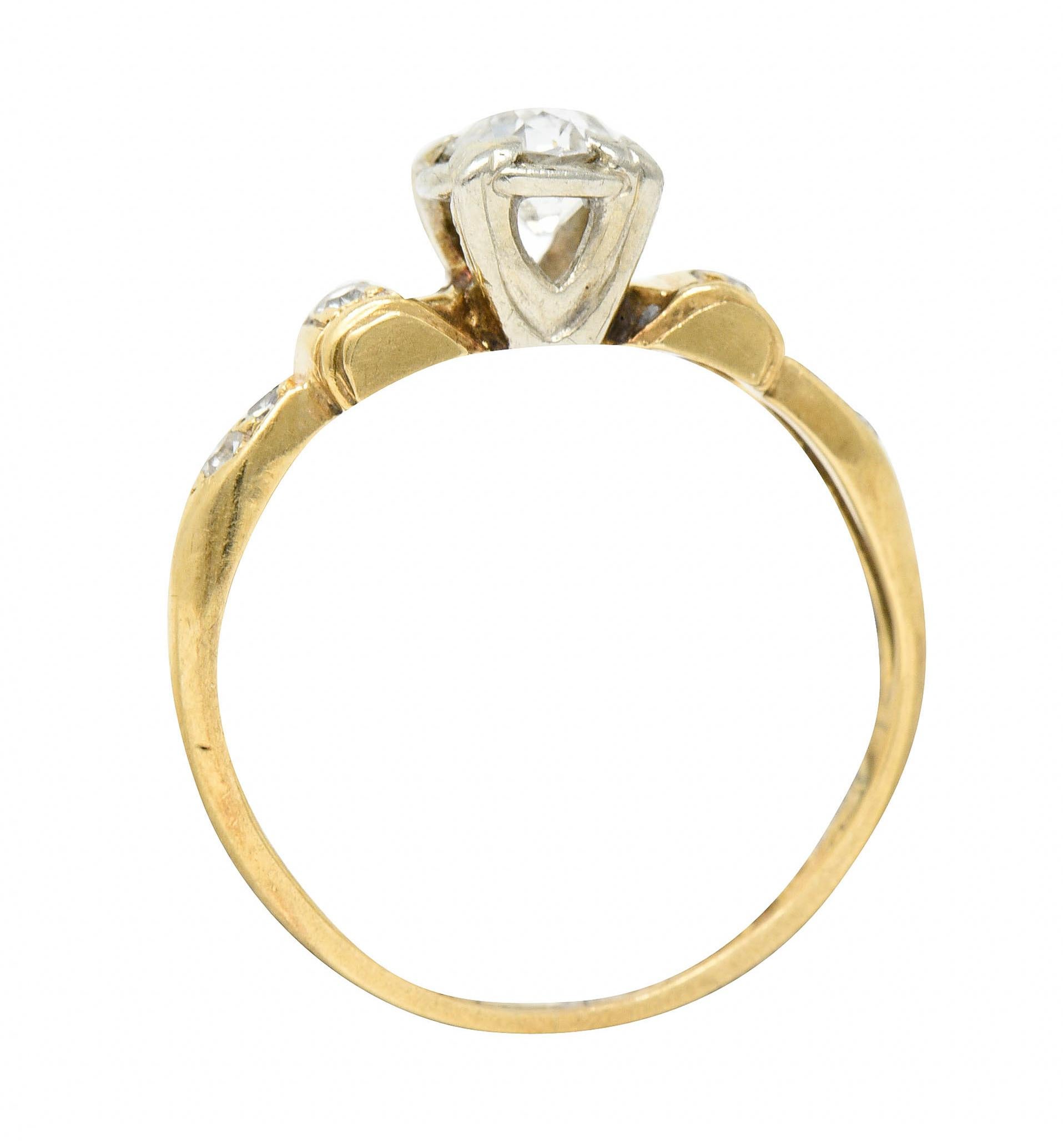 1940's Retro 0.50 Carat Diamond 14 Karat Two-Tone Gold Engagement Ring 3