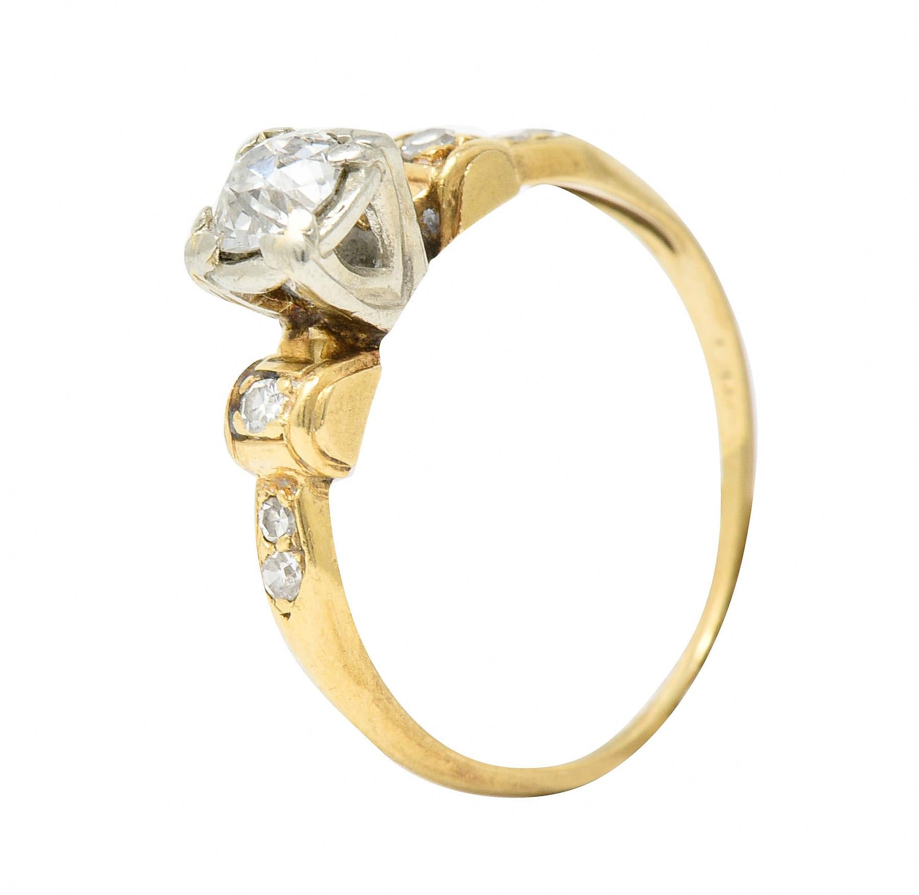 1940's Retro 0.50 Carat Diamond 14 Karat Two-Tone Gold Engagement Ring 4