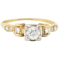 1940's Retro 0.50 Carat Diamond 14 Karat Two-Tone Gold Engagement Ring