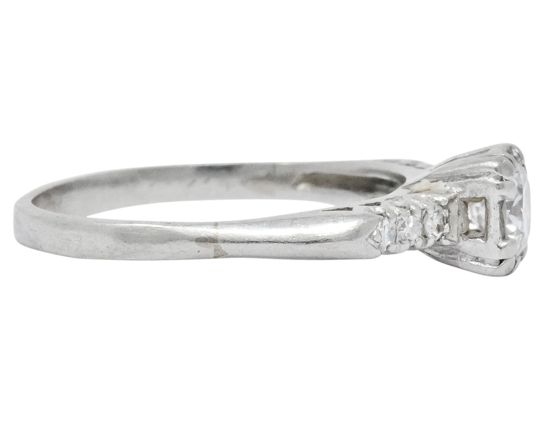 Round Cut 1940s Retro 0.50 Carat Diamond Platinum Engagement Ring