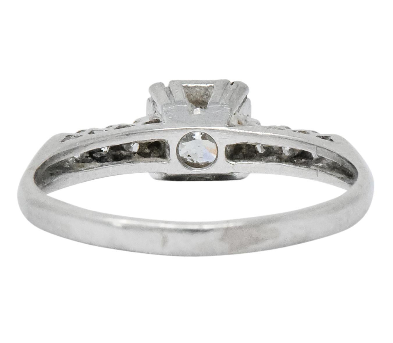 1940s Retro 0.50 Carat Diamond Platinum Engagement Ring In Excellent Condition In Philadelphia, PA