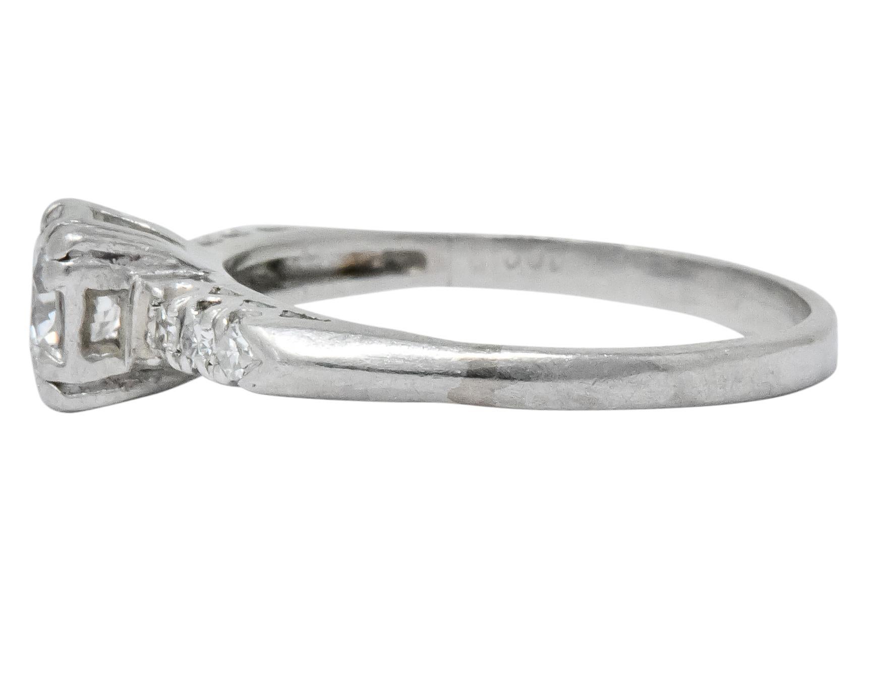 Women's or Men's 1940s Retro 0.50 Carat Diamond Platinum Engagement Ring