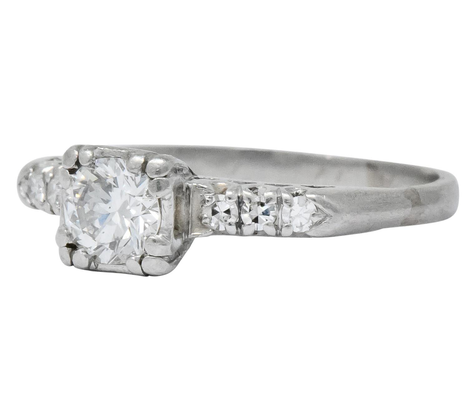 1940s Retro 0.50 Carat Diamond Platinum Engagement Ring 1