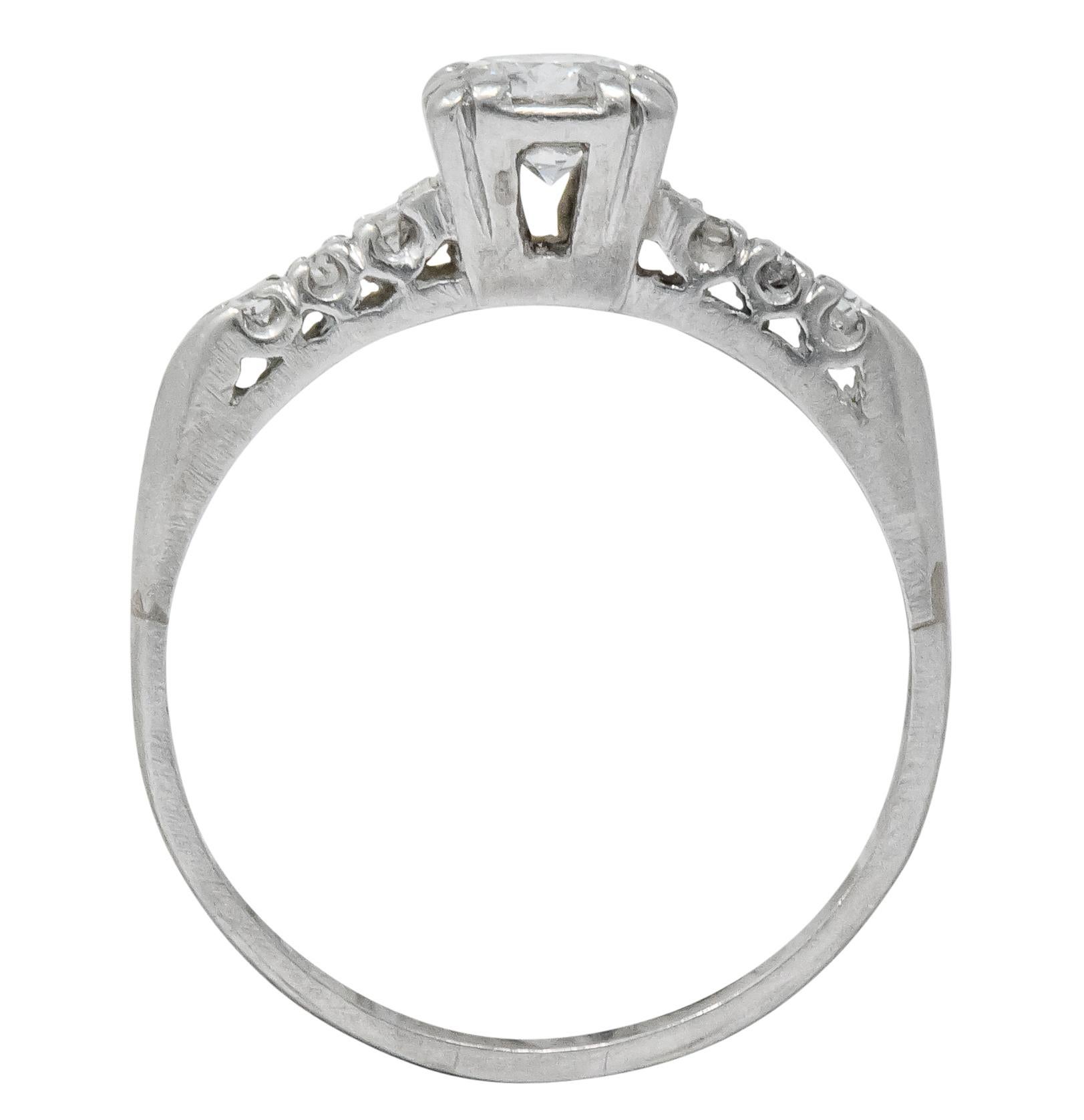 1940s Retro 0.50 Carat Diamond Platinum Engagement Ring 2