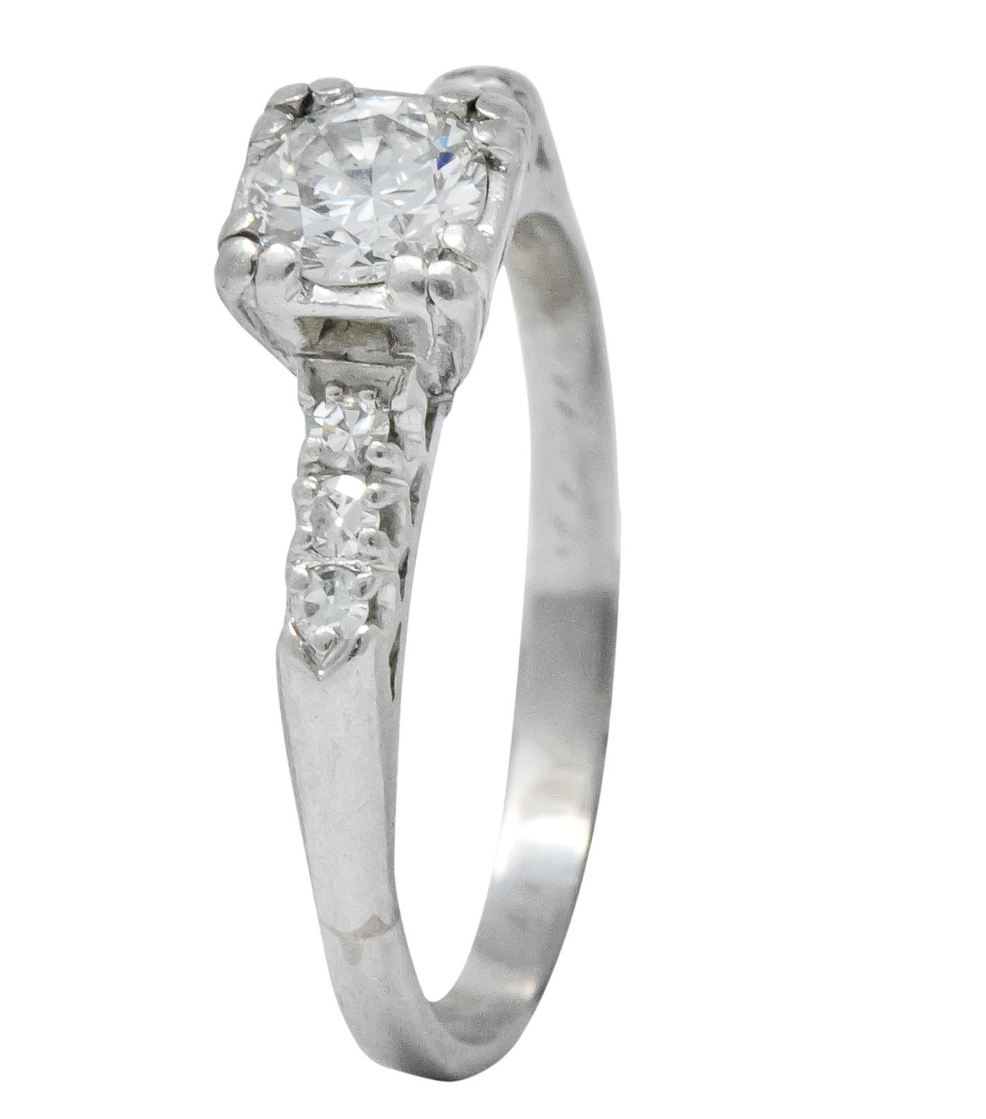 1940s Retro 0.50 Carat Diamond Platinum Engagement Ring 3