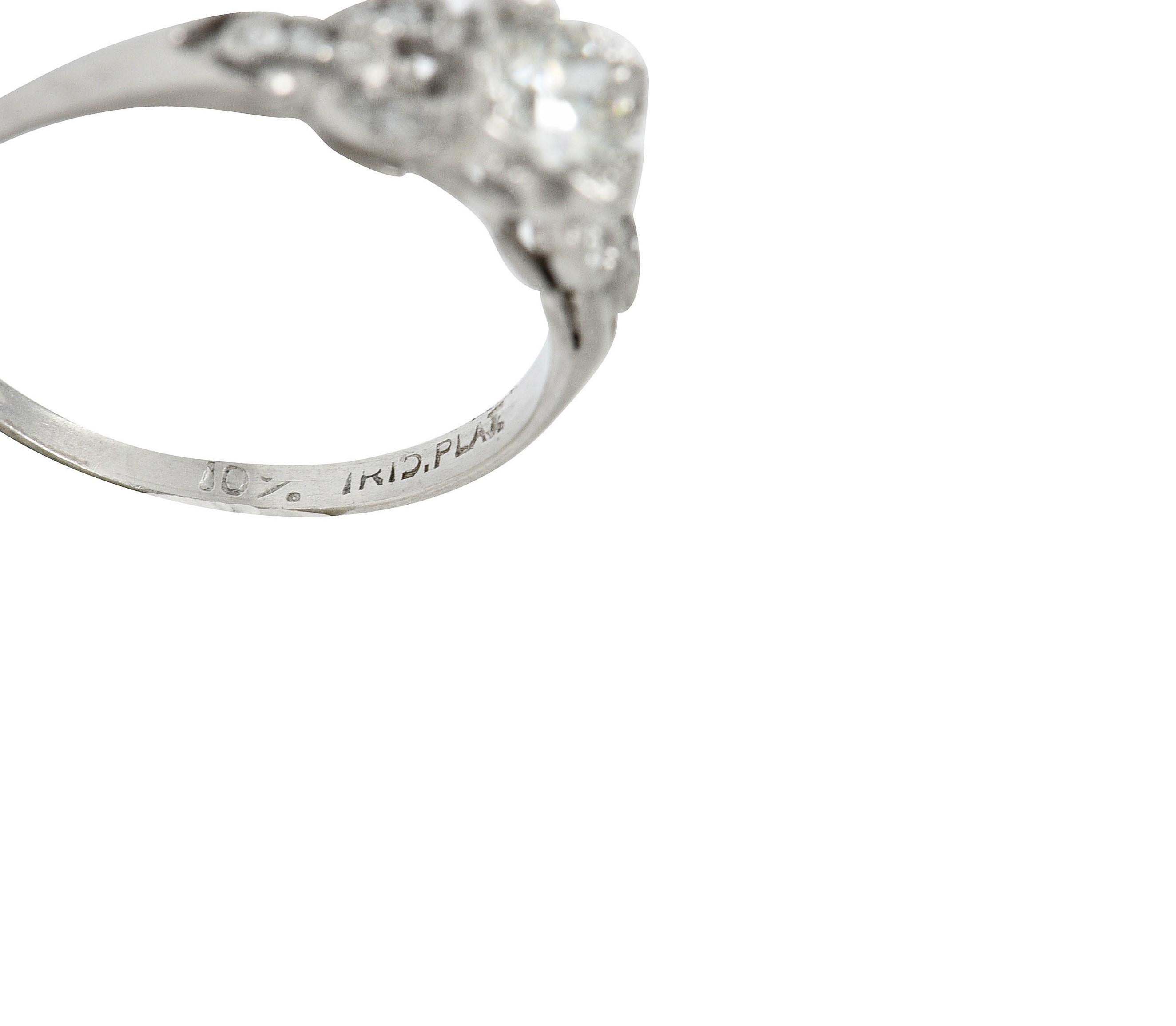Art Deco 0.53 Carat Diamond Platinum Buckle Engagement Ring 3