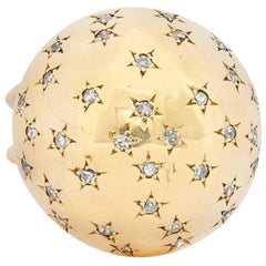 1940
s Retro 0.75 Carat Diamond 14 Karat Gold Dome Ring