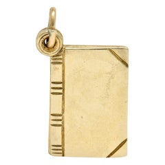 1940s Retro 10 Karat Gold I Love You Book Charm