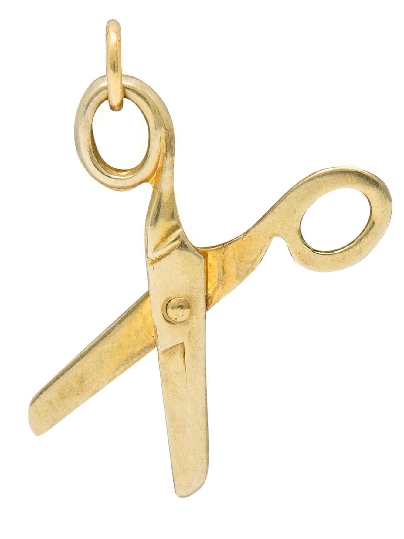 1940s Retro 10 Karat Gold Scissor Charm In Excellent Condition In Philadelphia, PA
