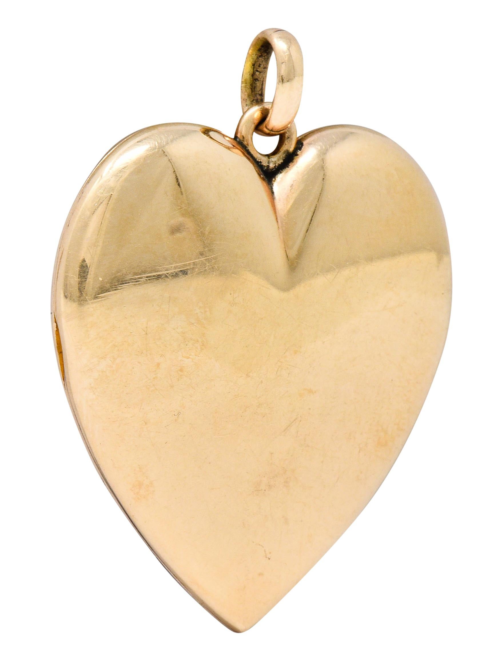 1940's Retro 10 Karat Rose Gold Heart Locket Pendant 2