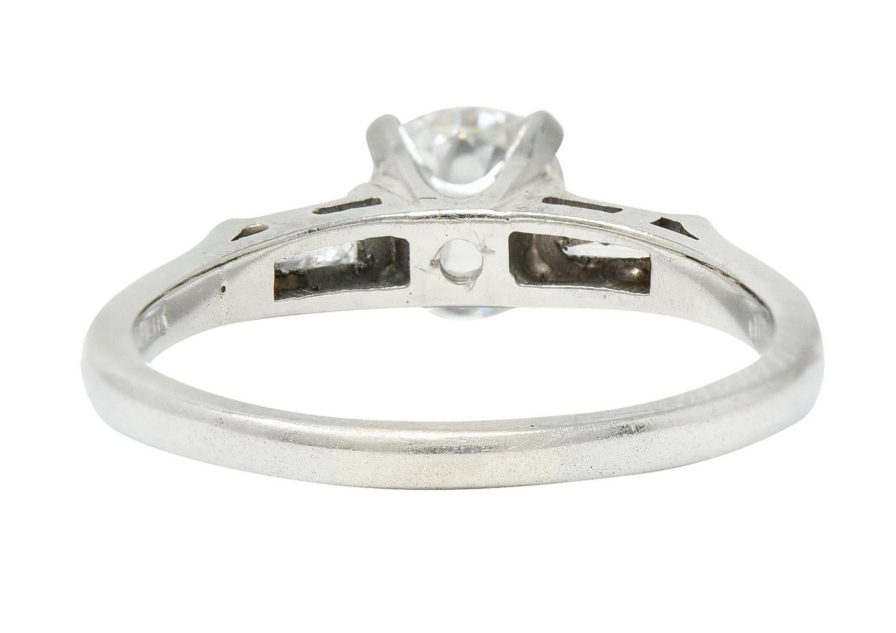 Retro Mid-Century 1.03 Carats Old Mine Diamond 18 Karat White Gold Engagement Ring